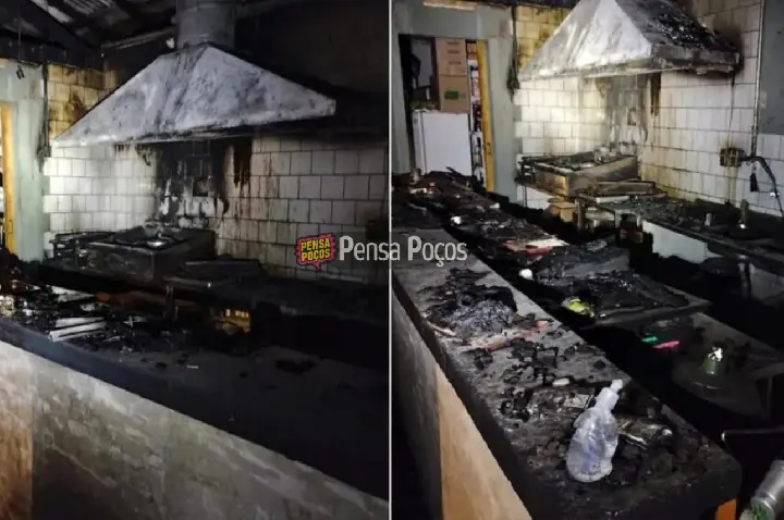 Fogo destrói hamburgueria na Avenida João Pinheiro em Poços