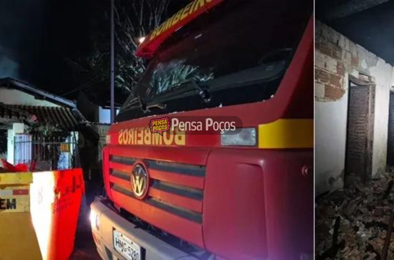 Fogo devasta casa durante a madrugada em Areado
